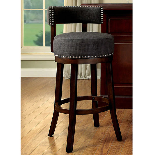 Benzara Lynsey 24"Barstool Withlinen Cushion, Gray Finish, Set Of 2 BM131356