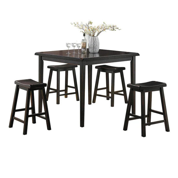 Benzara Gaucho 5 Piece Pack Counter Height Set, Black BM148312