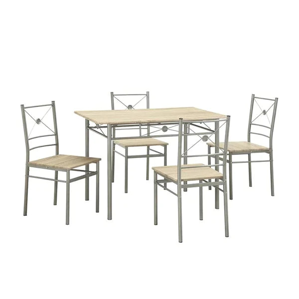 Benzara Sturdy Dining Table In A set Of Five, Silver BM158031