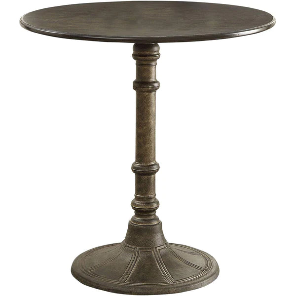 Benzara Round Transitional MDF and Metal Bistro Dining Table, Bronze BM160759