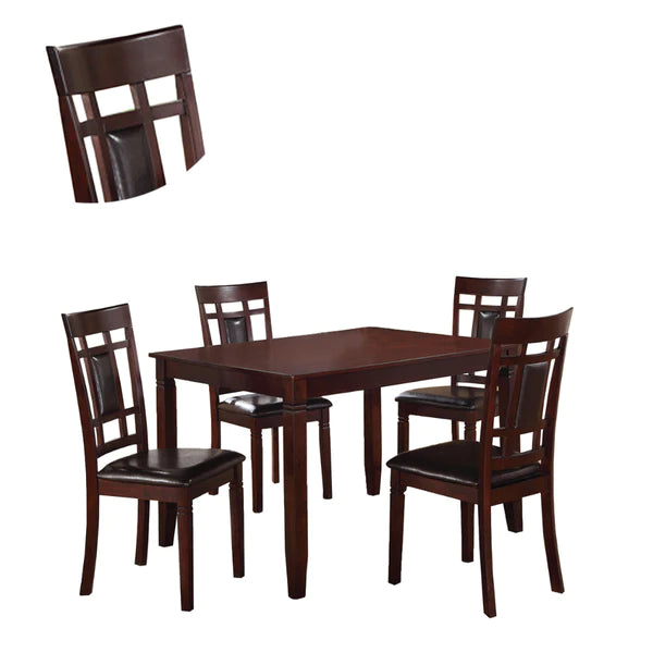 Benzara Wooden And Leather 5 Pieces Dining Set, Brown And Black BM167131