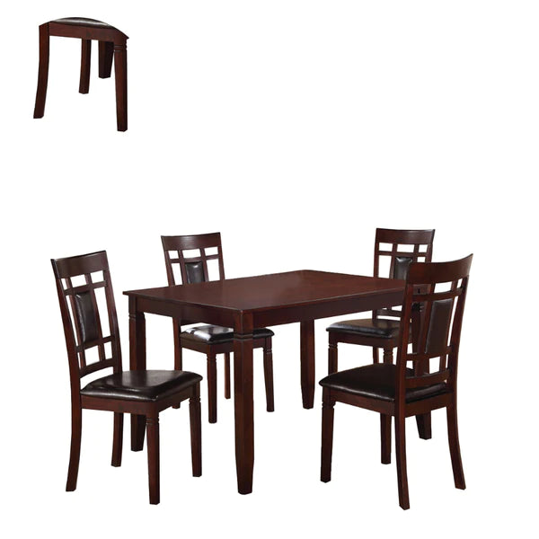 Benzara Wooden And Leather 5 Pieces Dining Set, Brown And Black BM167131