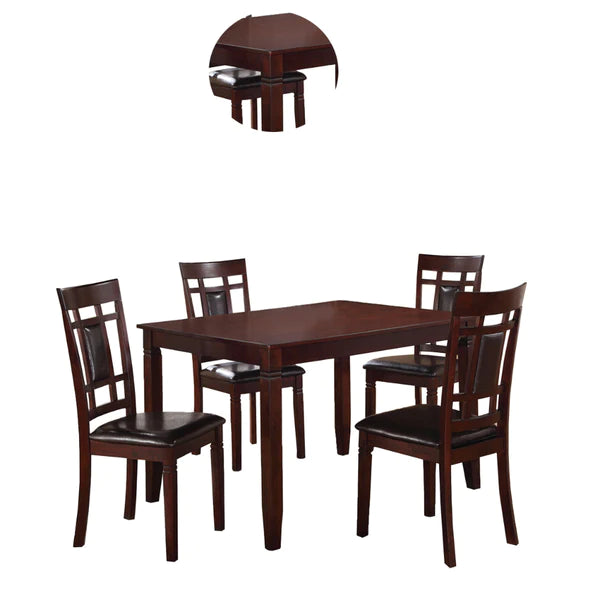 Benzara Wooden And Leather 5 Pieces Dining Set, Brown And Black BM167131