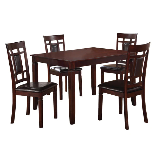 Benzara Wooden And Leather 5 Pieces Dining Set, Brown And Black BM167131