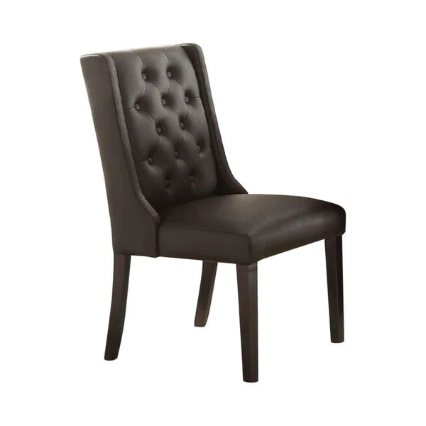 Benzara Button Tufted Royal Dining Chair, Set Of 2, Dark Brown BM171525