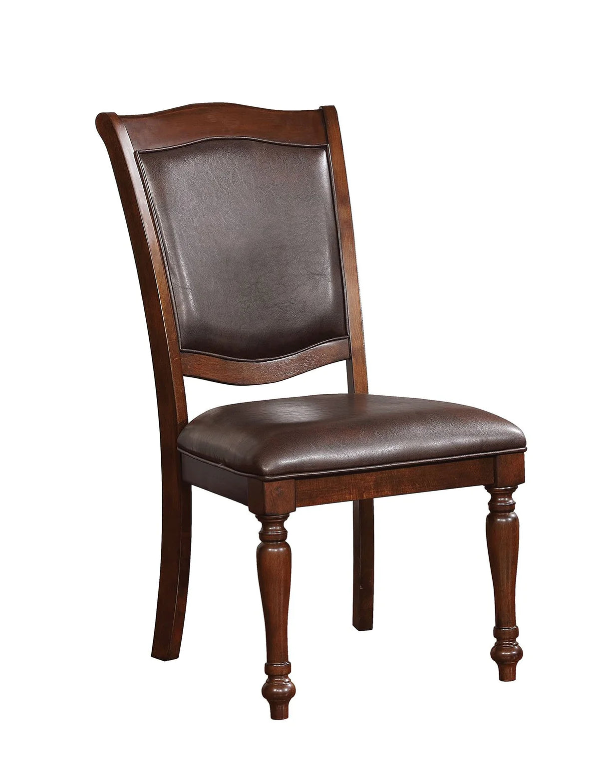 Benzara Wooden Side Chair with Leatherette Cushioned Seating, Brown, Set of 2 BM183612