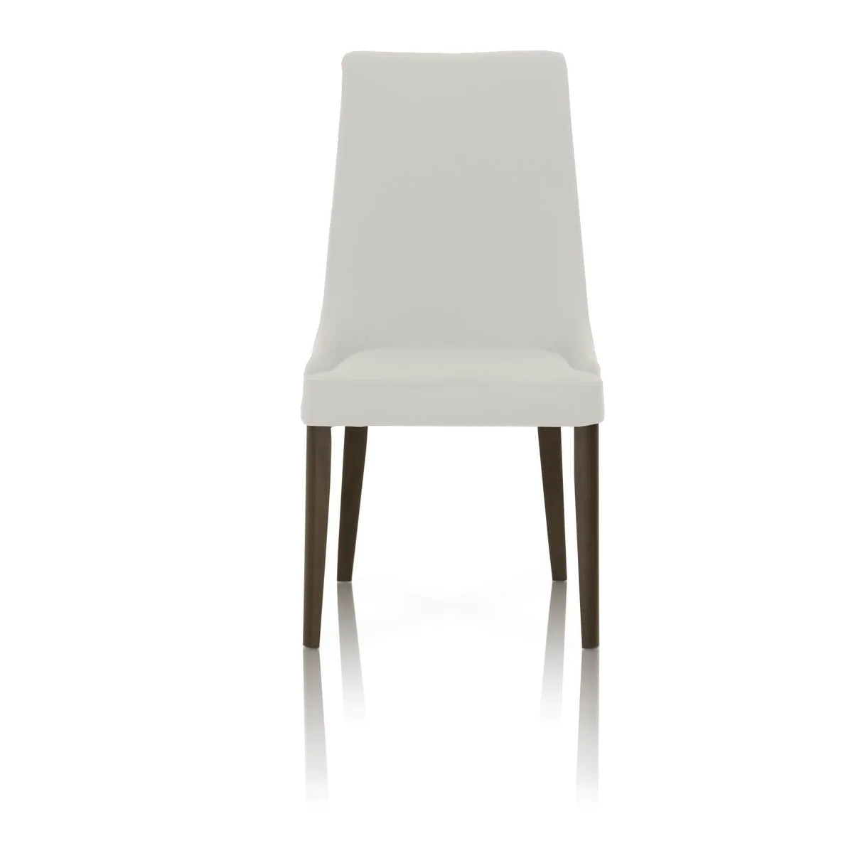 Benzara Leather Upholstery Dining Chair With Walnut legs, Alabaster, Set Of Two BM185268