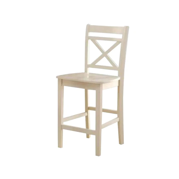 Benzara Transitional style Wooden Counter Height Chair with Cross Back, Set of 2, Cream BM186214