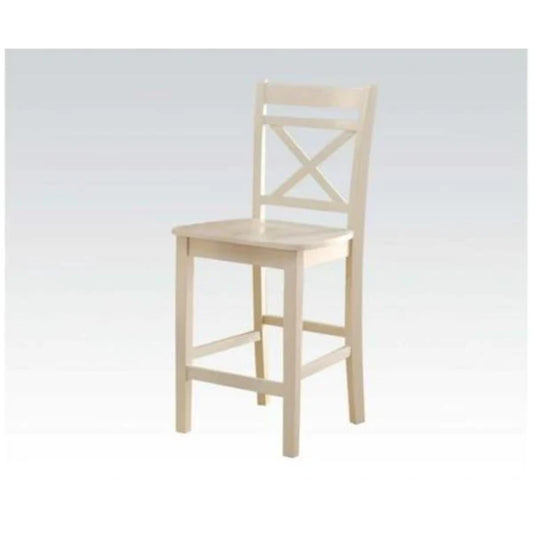 Benzara Transitional style Wooden Counter Height Chair with Cross Back, Set of 2, Cream BM186214