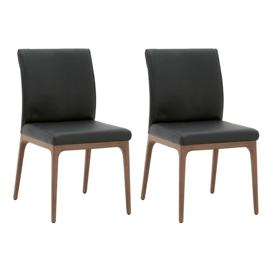 Benzara Leatherette Dining Chair with Sleigh Stitched Back,Set of 2, Sable Brown BM217375