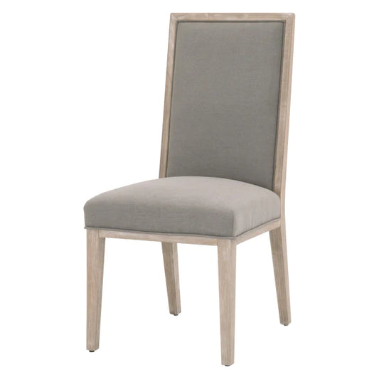 Benzara High Back Armless Dining Chair with Wooden Legs, Set of 2, Gray and Brown BM217386