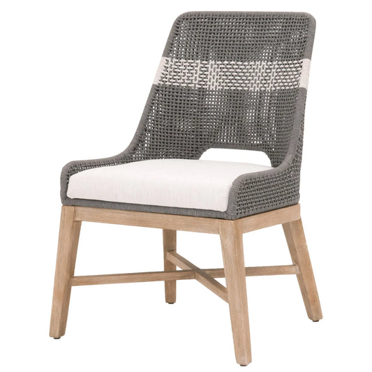 Benzara Interwoven Dining Chair with X Shaped Support, Set of 2, Dark Gray BM217390