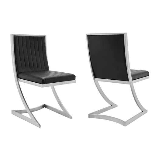 Benzara Leatherette Dining Chair with Cantilever Base, Set of 2,