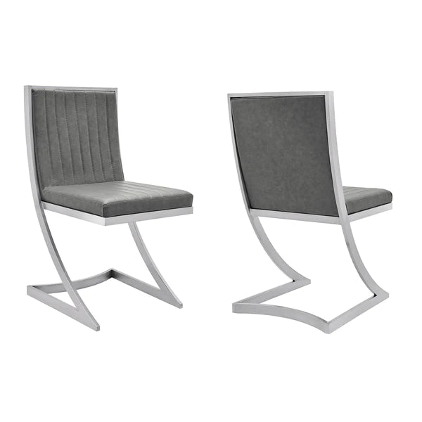 Benzara Leatherette Dining Chair with Cantilever Base, Set of 2,