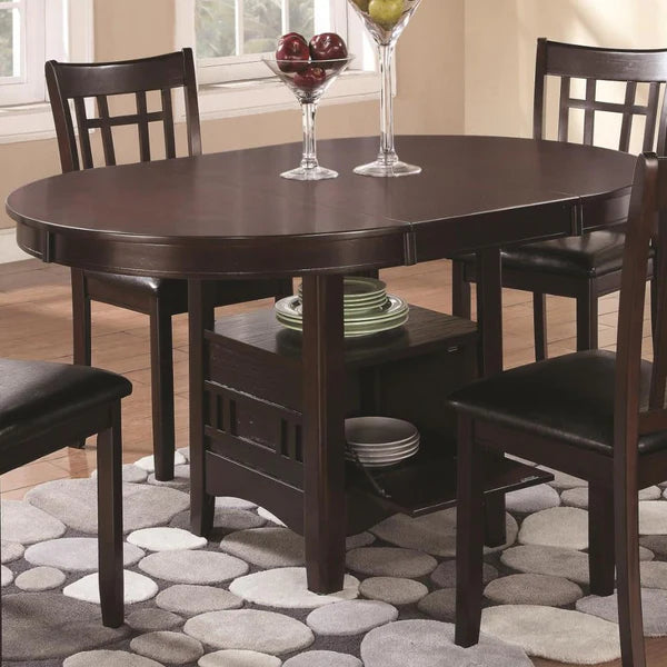 Benzara Wooden Dining Table With Storage Compartment, Espresso Brown BM69083