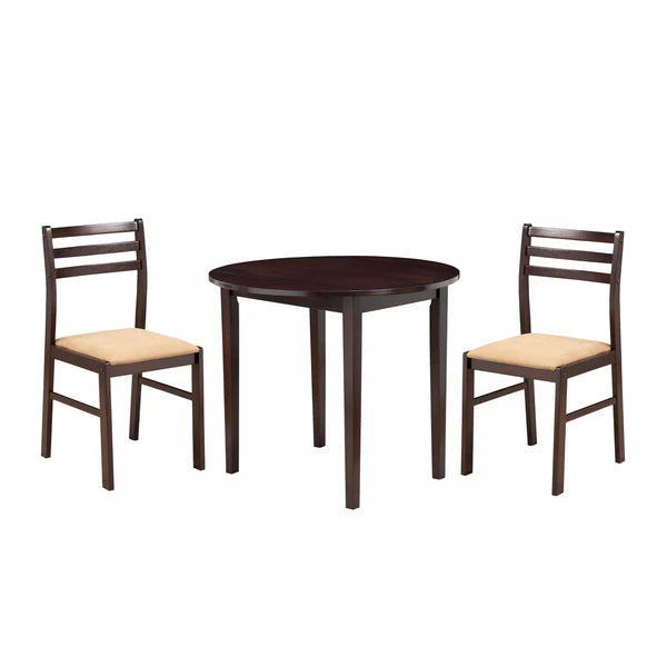 Benzara Transitional Style 3 Piece Wooden Dining Table and Chair Set, Brown BM69410