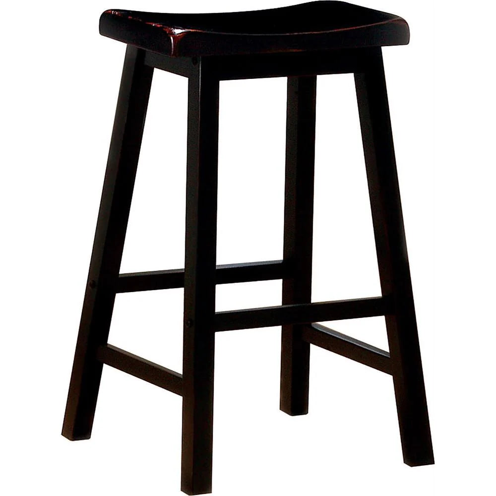 Benzara Wooden Casual Bar Height Stool, Set of 2