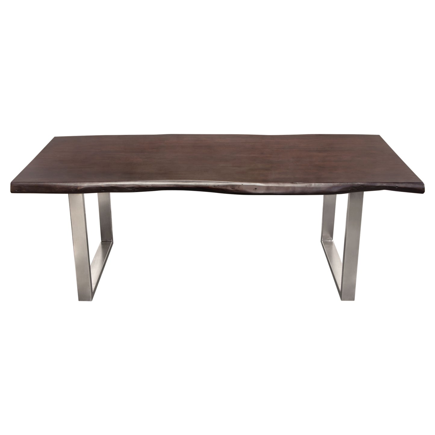 Bowen Solid Acacia Wood Top Dining Table with Live Edge in Espresso Finish w/ Nickel Plated Base by Diamond Sofa BOWENDTES