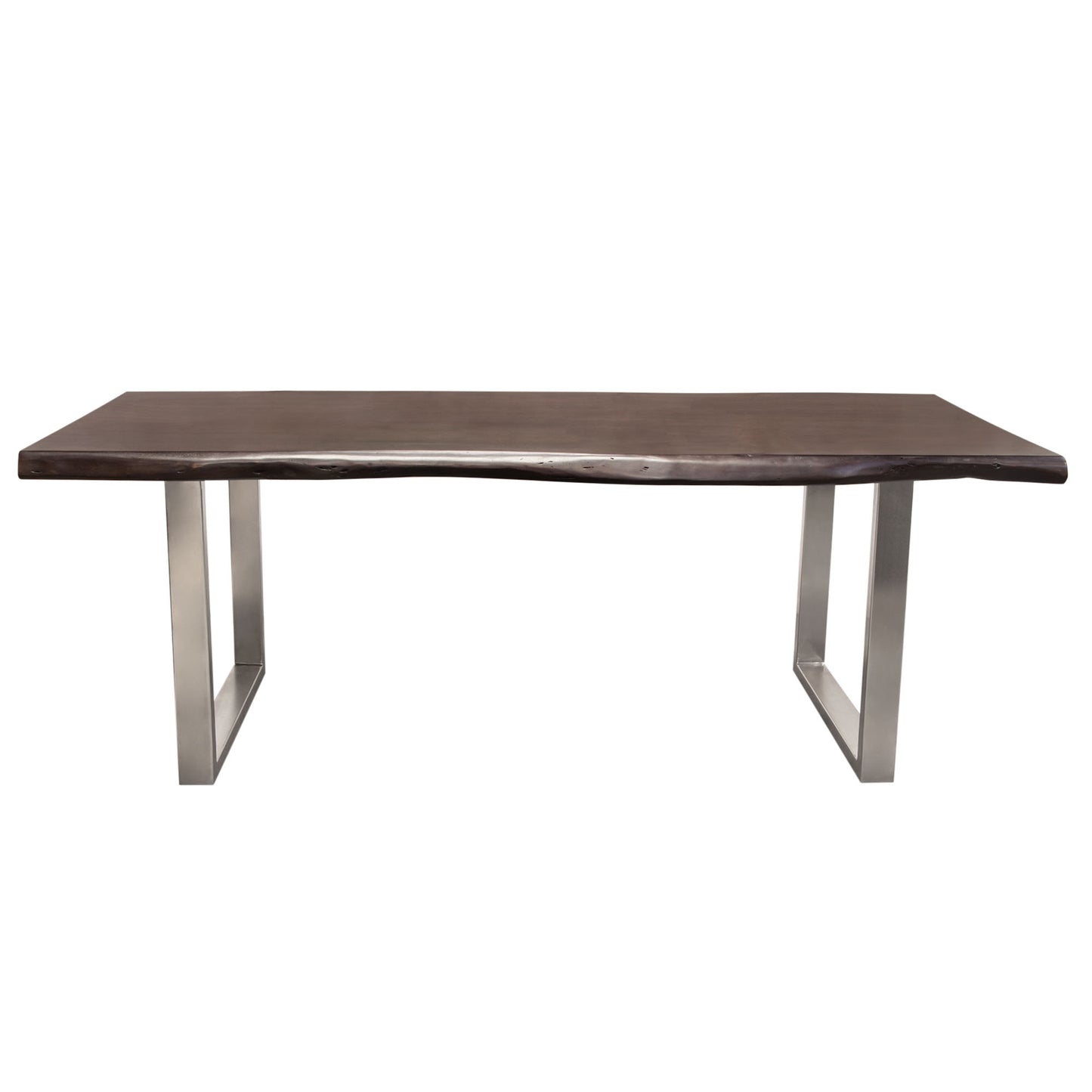 Bowen Solid Acacia Wood Top Dining Table with Live Edge in Espresso Finish w/ Nickel Plated Base by Diamond Sofa BOWENDTES