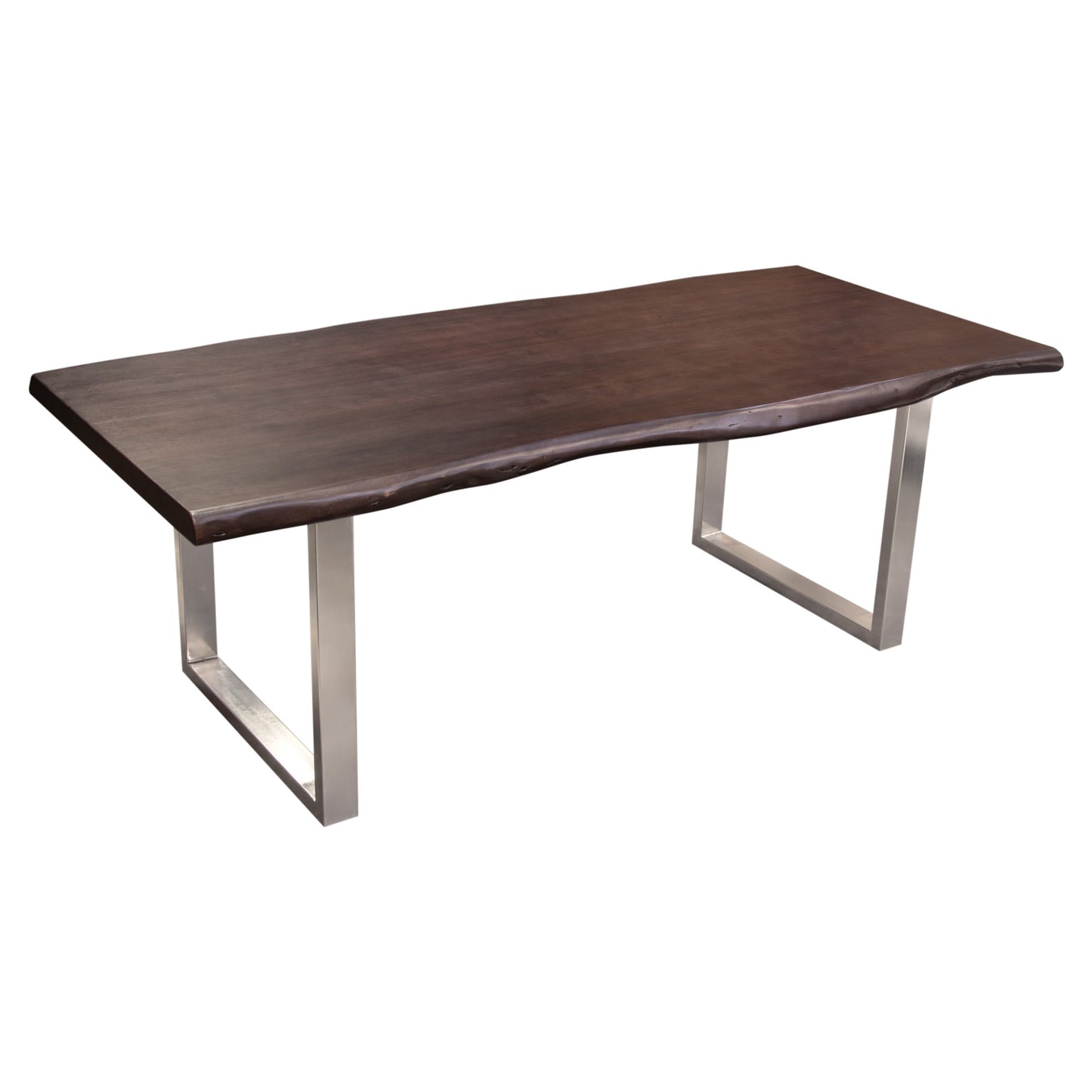 Bowen Solid Acacia Wood Top Dining Table with Live Edge in Espresso Finish w/ Nickel Plated Base by Diamond Sofa BOWENDTES