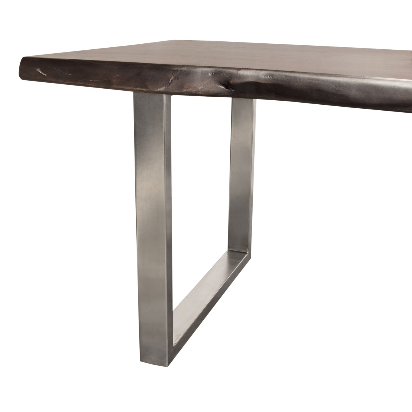 Bowen Solid Acacia Wood Top Dining Table with Live Edge in Espresso Finish w/ Nickel Plated Base by Diamond Sofa BOWENDTES