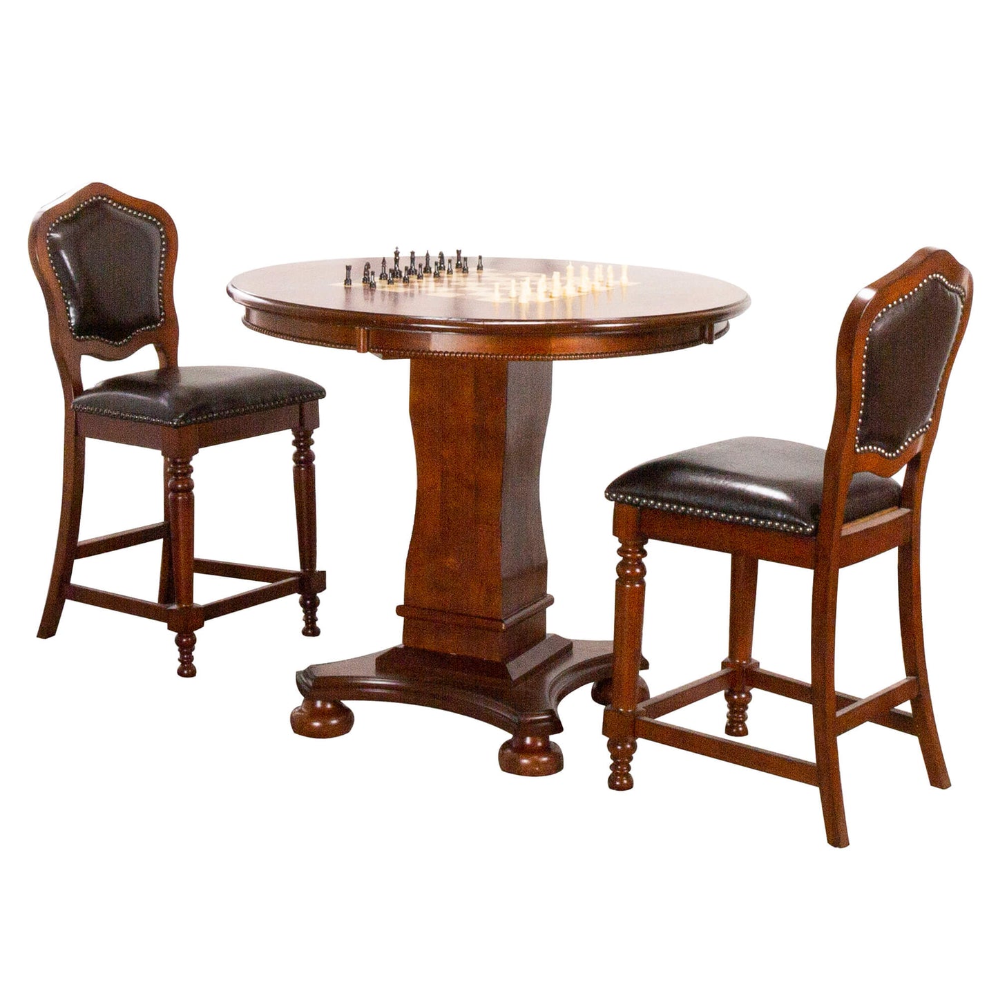 Sunset Trading Bellagio 3 Piece 42" Round Counter Height Dining, Chess and Poker Table Set CR-87148-TCB-3P