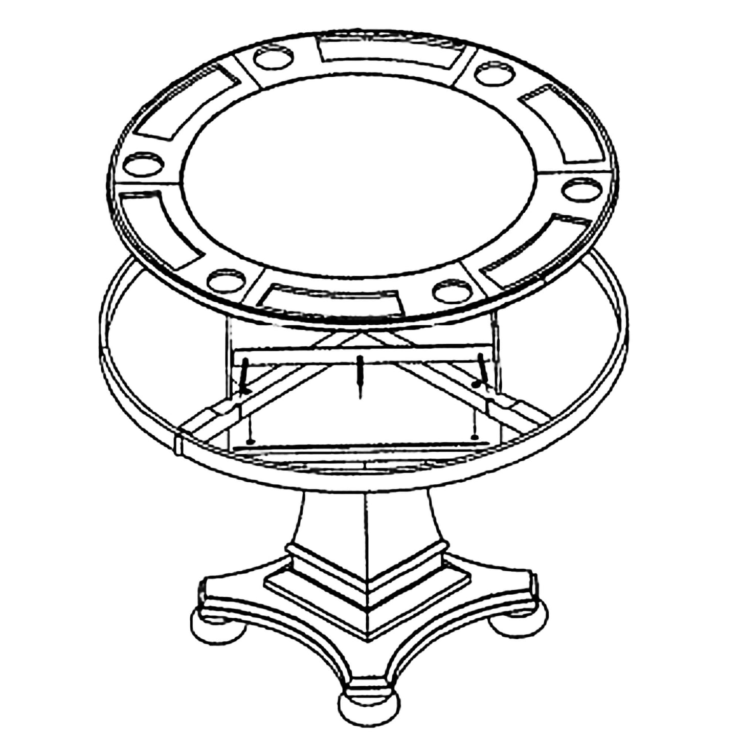 Sunset Trading Bellagio 42" Round Counter Height Dining, Chess and Poker Table CR-87148-TCB