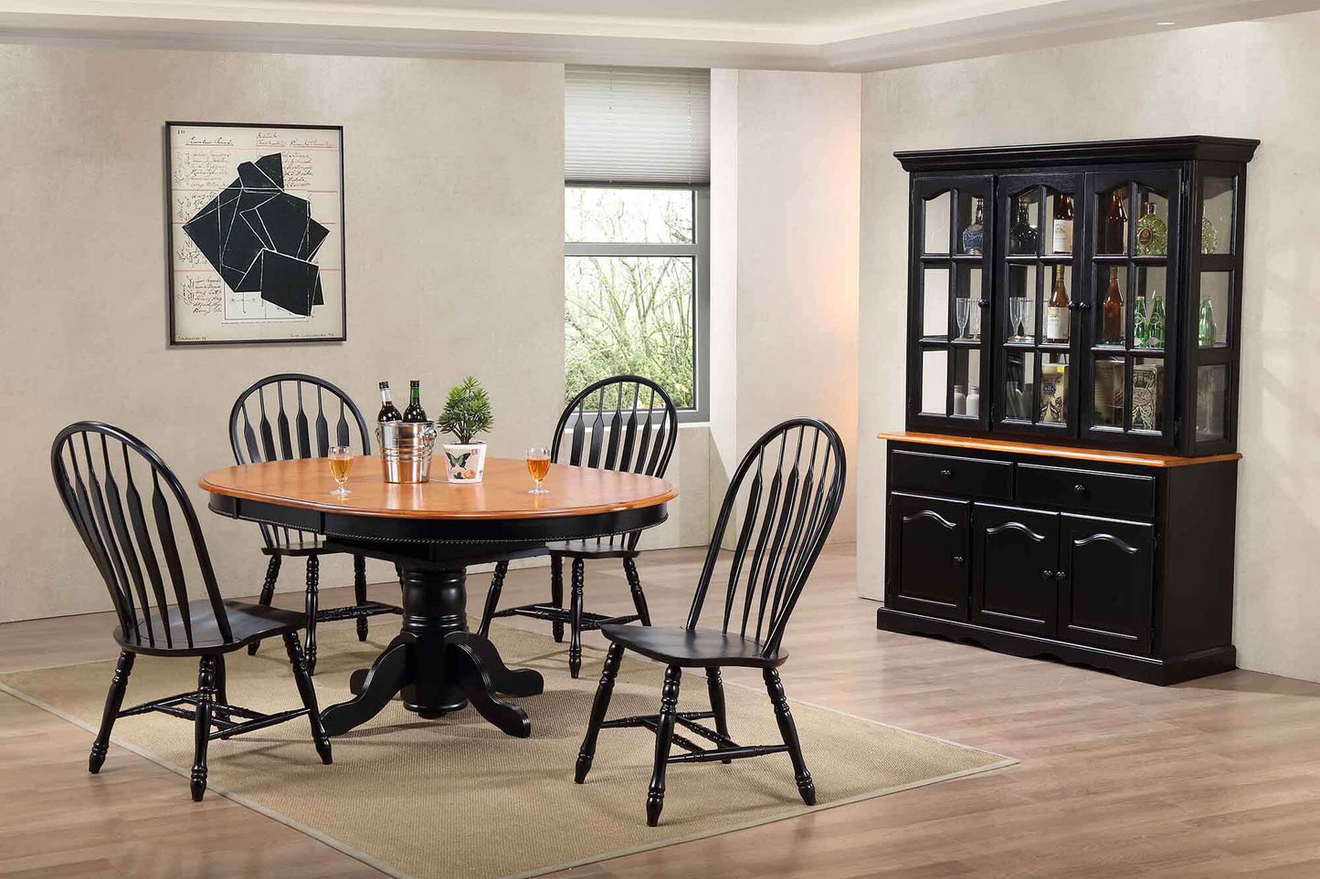 Sunset Trading Black Cherry Selections 7 Piece 48" Round to 66" Oval Extendable Dining Set DLU-TBX4866-4130-22BHAB7PC