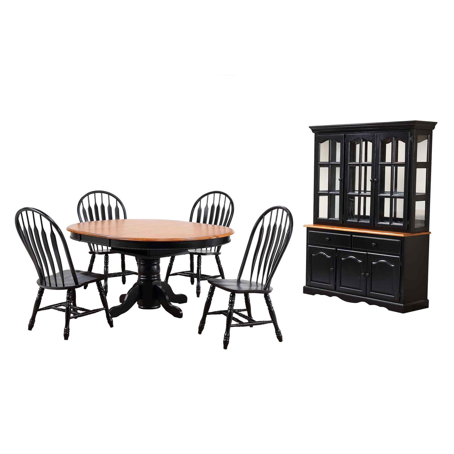 Sunset Trading Black Cherry Selections 7 Piece 48" Round to 66" Oval Extendable Dining Set DLU-TBX4866-4130-22BHAB7PC