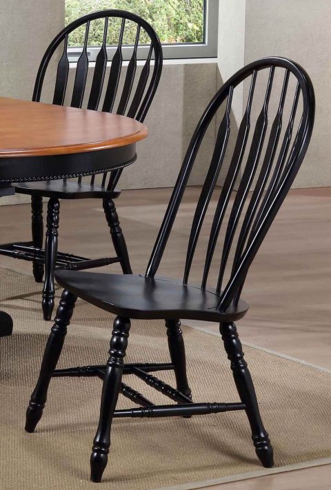 Sunset Trading Black Cherry Selections Comfort Back Windsor Dining Side Chairs Set of 2 DLU-4130-AB-2