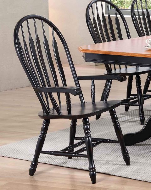 Sunset Trading Black Cherry Selections Comfort Back Windsor Dining Chair with Arms DLU-4130-AB-A