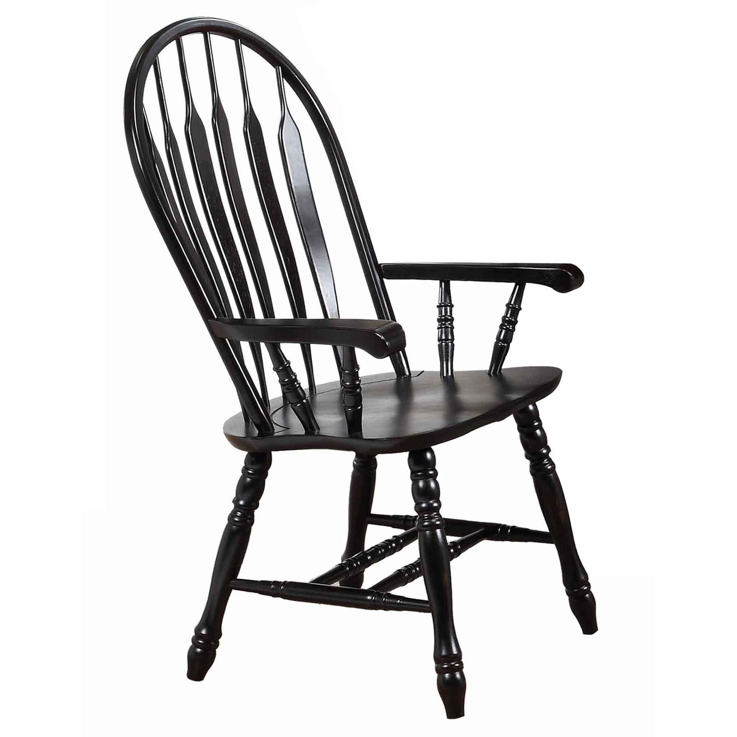 Sunset Trading Black Cherry Selections Comfort Back Windsor Dining Chair with Arms DLU-4130-AB-A