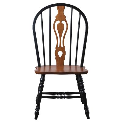 Sunset Trading Black Cherry Selections Keyhole Windsor Dining Side Chairs