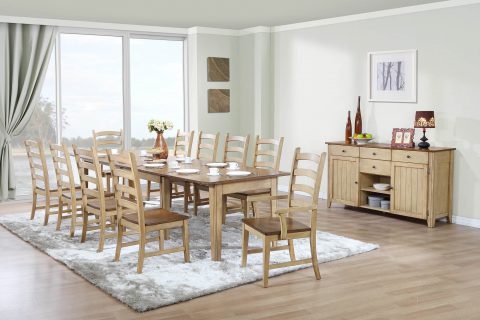 Sunset Trading Brook 12 Piece 134" Rectangular Extendable Dining Set | Sideboard | Seats 12 DLU-BR134-PW12PC