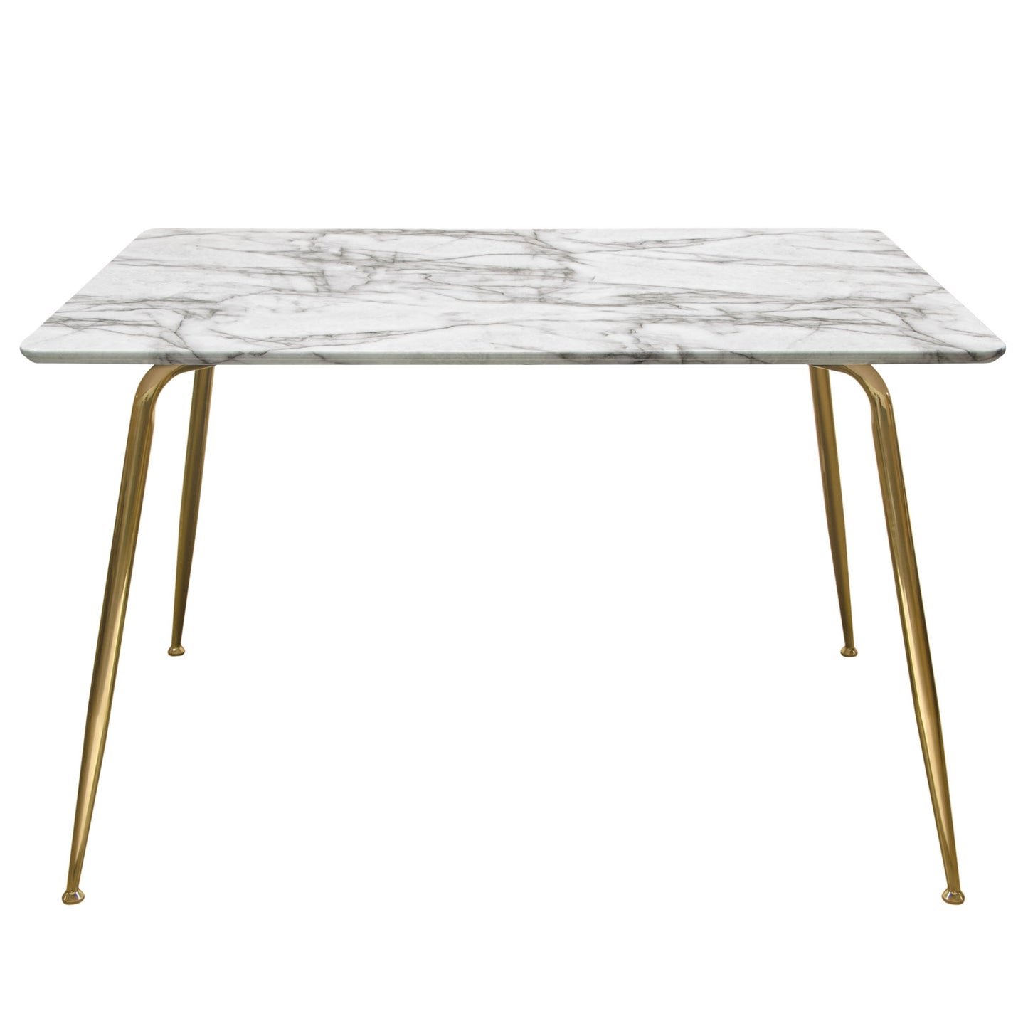 Chance Faux Marble Top Rectangular Dining Table w/ Brushed Gold Metal Legs by Diamond Sofa CHANCEDTMAGD