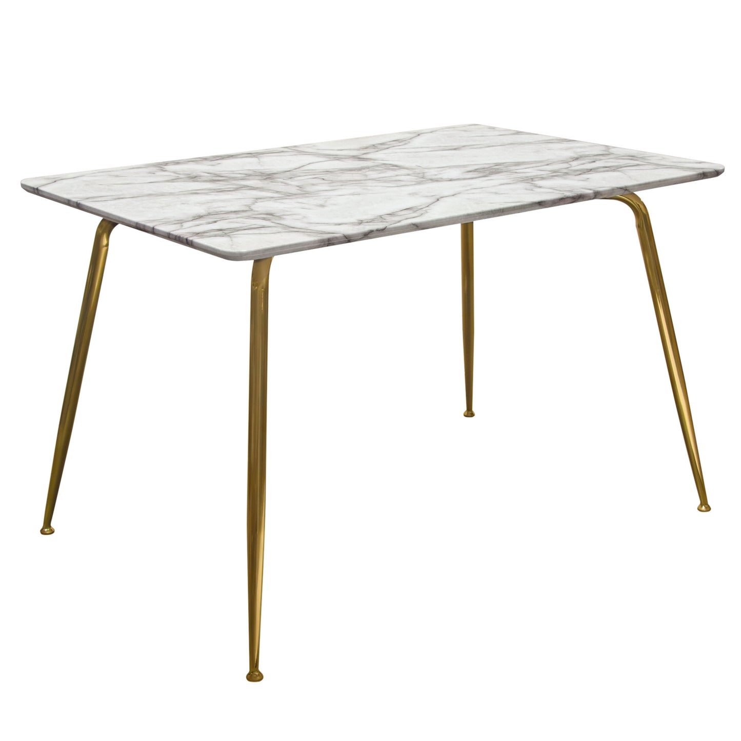 Chance Faux Marble Top Rectangular Dining Table w/ Brushed Gold Metal Legs by Diamond Sofa CHANCEDTMAGD