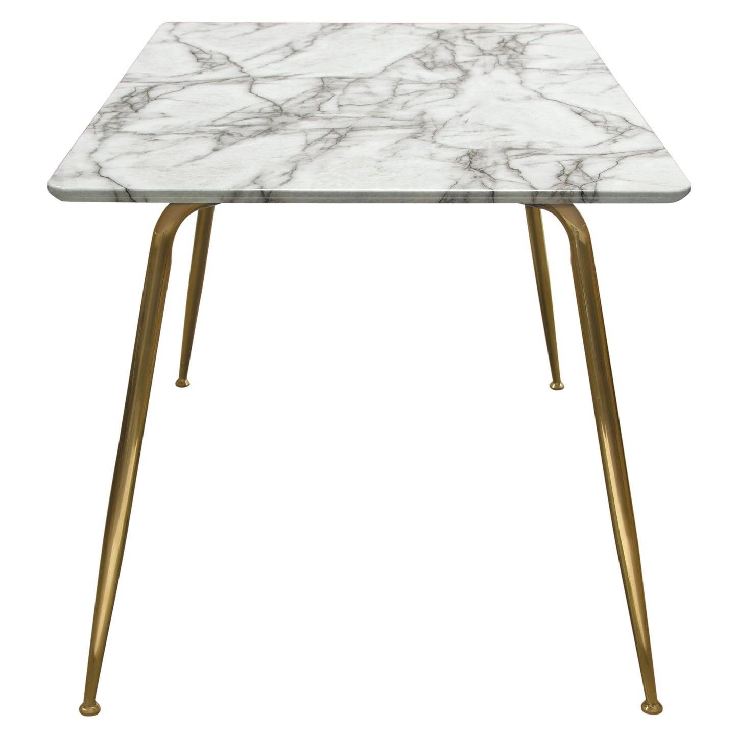 Chance Faux Marble Top Rectangular Dining Table w/ Brushed Gold Metal Legs by Diamond Sofa CHANCEDTMAGD