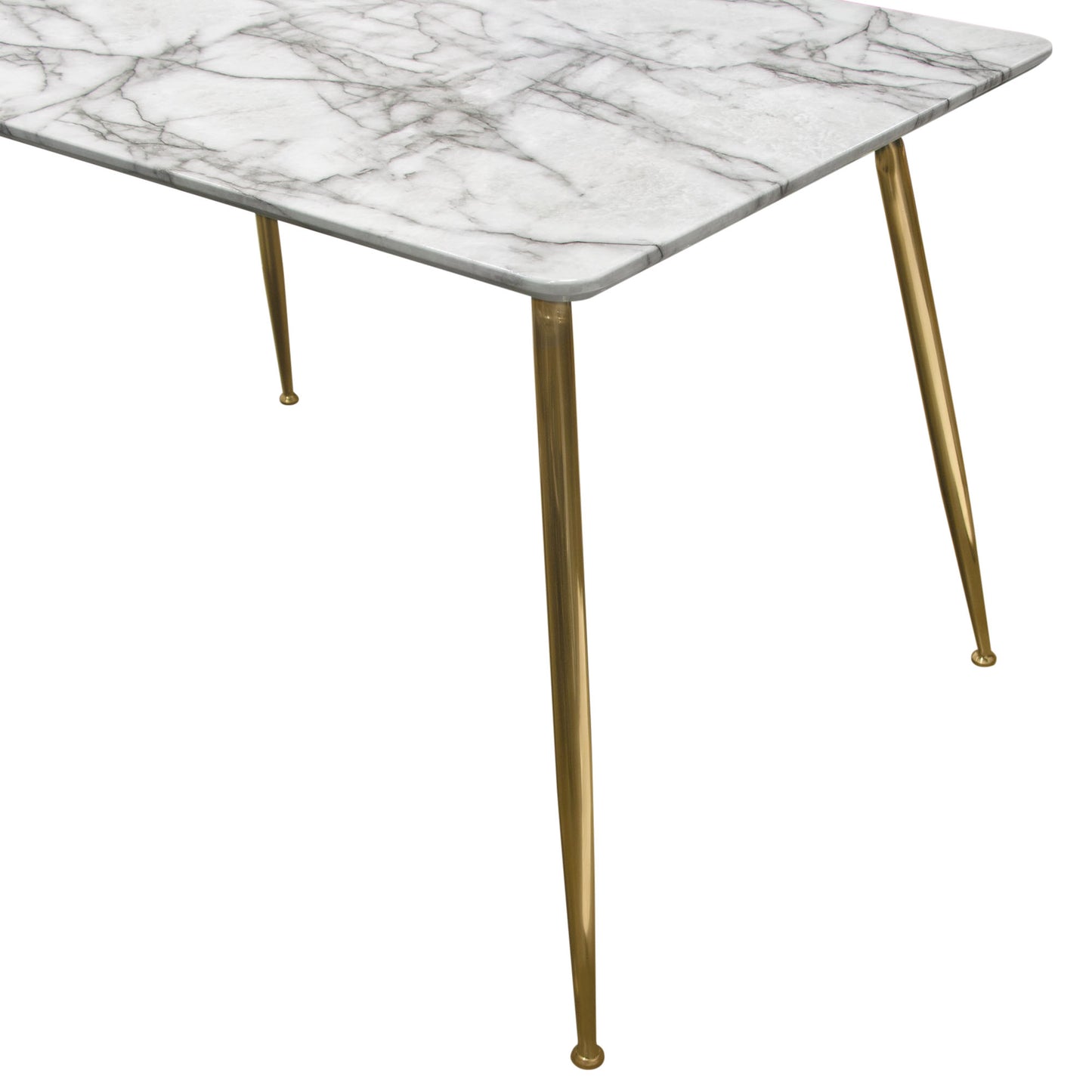 Chance Faux Marble Top Rectangular Dining Table w/ Brushed Gold Metal Legs by Diamond Sofa CHANCEDTMAGD