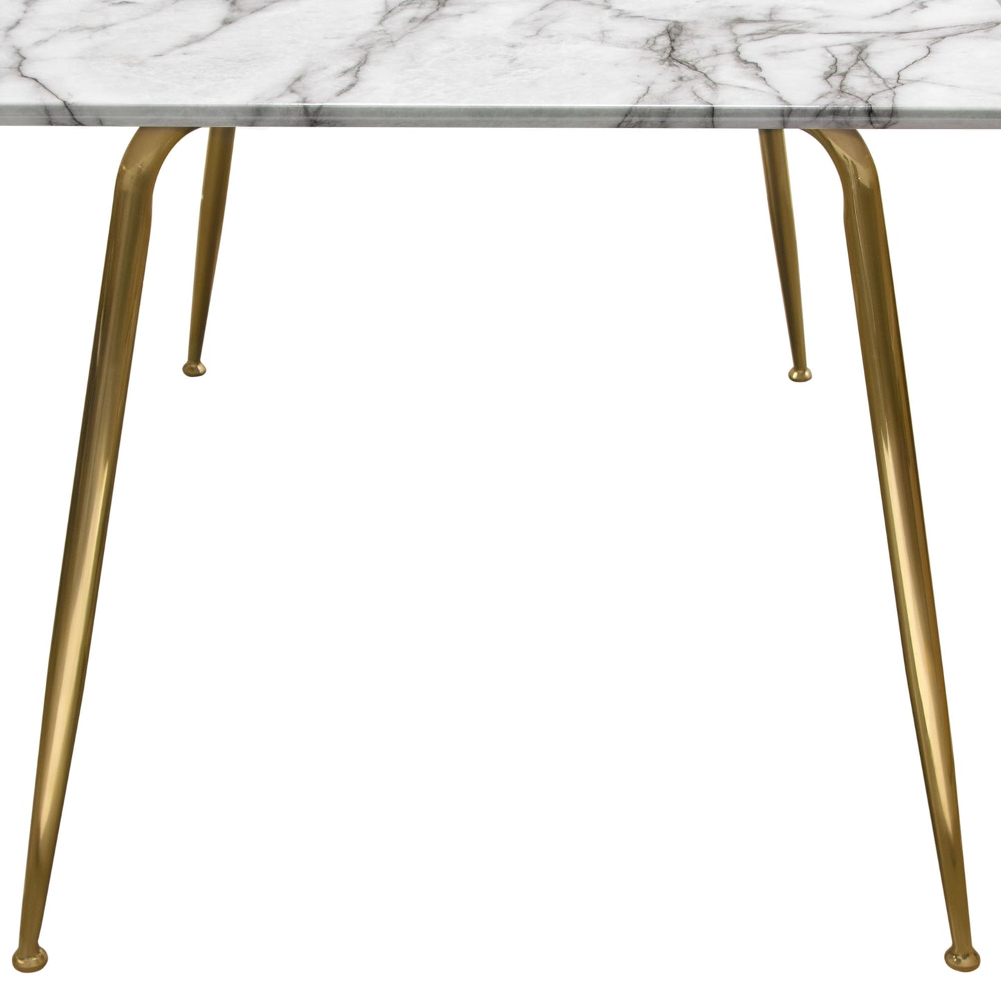 Chance Faux Marble Top Rectangular Dining Table w/ Brushed Gold Metal Legs by Diamond Sofa CHANCEDTMAGD