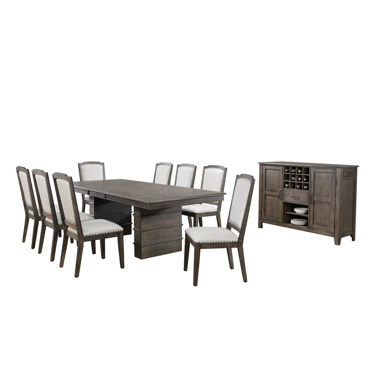 Sunset Trading Cali 10 Piece 96" Rectangular Extendable Dining Table Set with Server DLU-CA113-8C-SR10PC