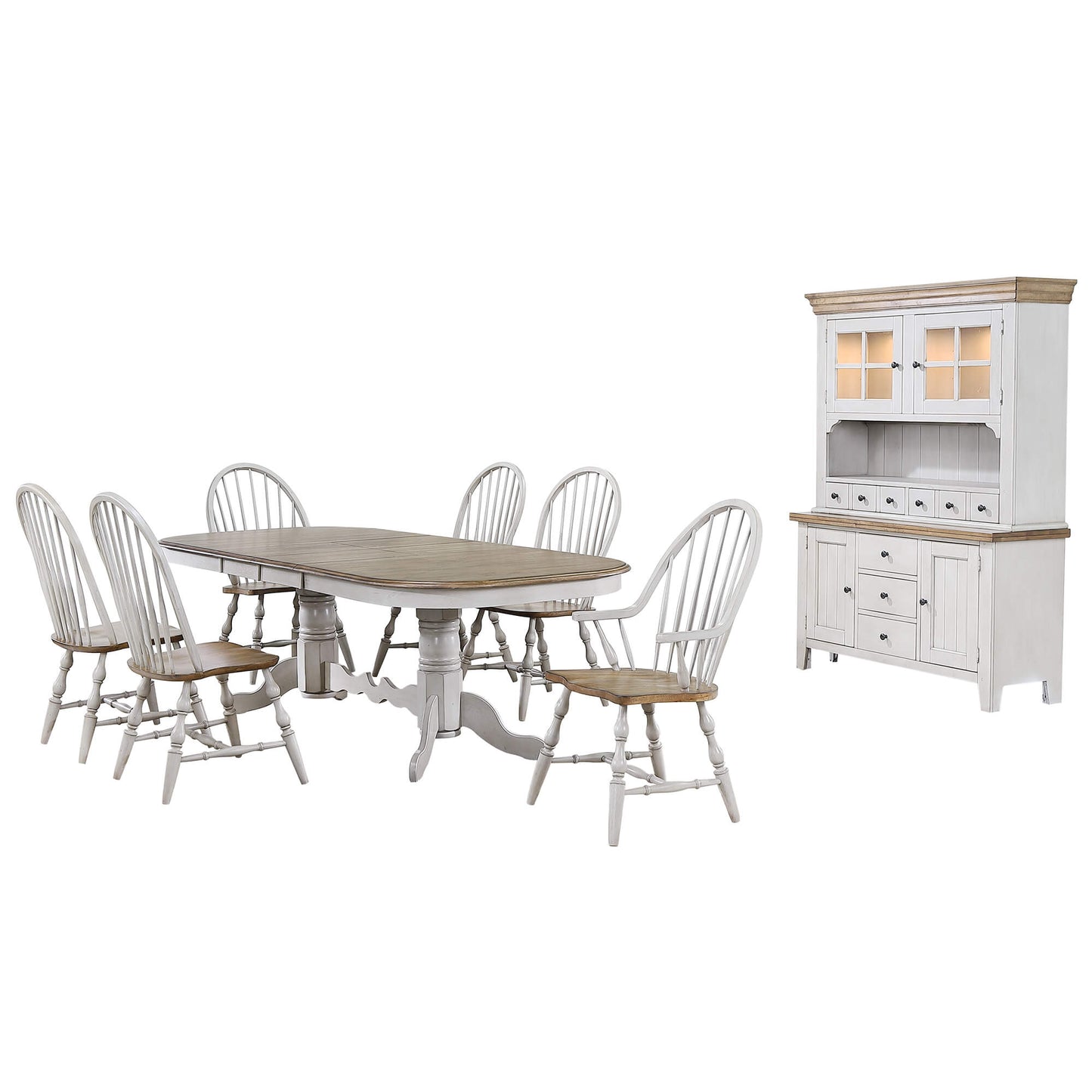 Sunset Trading Country Grove 8 Piece 96" Oval Double Pedestal Extendable Dining Table Set DLU-CG4296-30AGOBH8