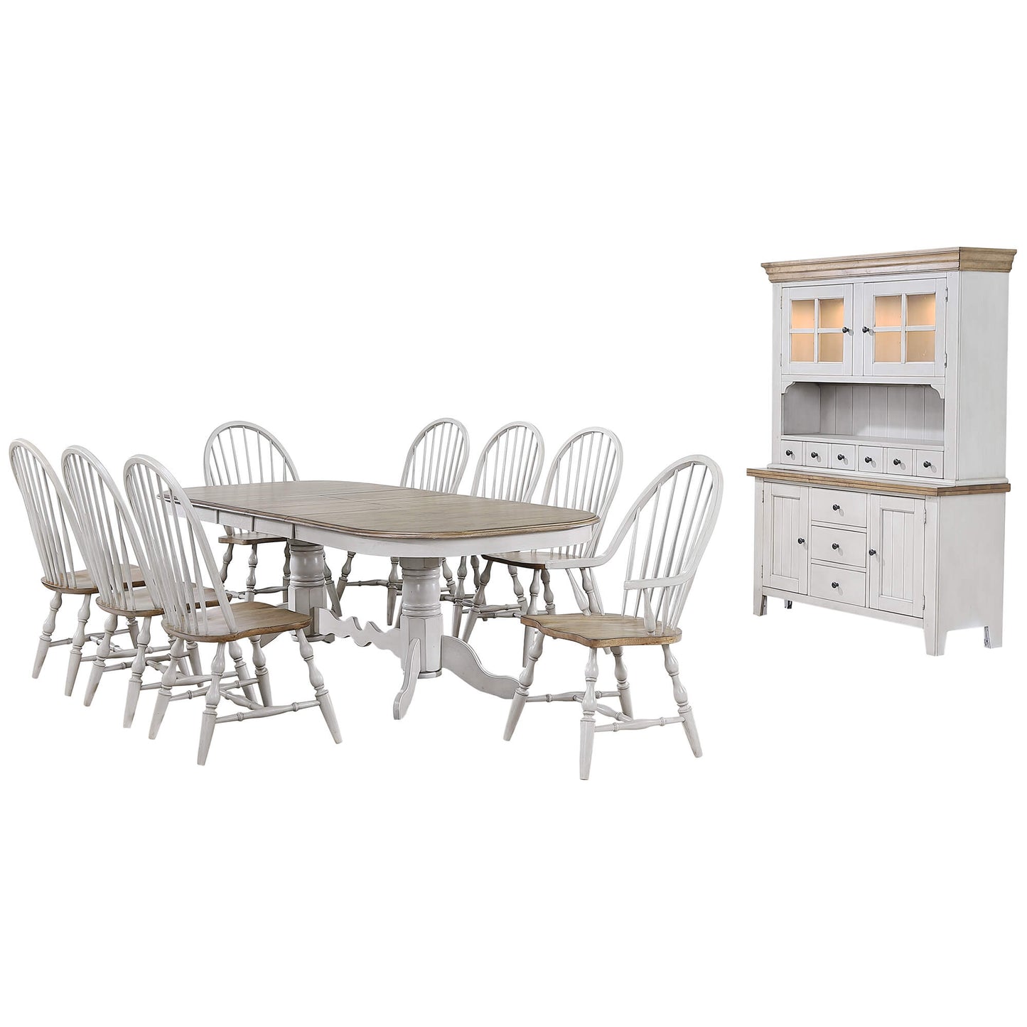 Sunset Trading Country Grove 10 Piece 96" Oval Double Pedestal Extendable Dining Table Set  DLU-CG4296-30AGOBH10