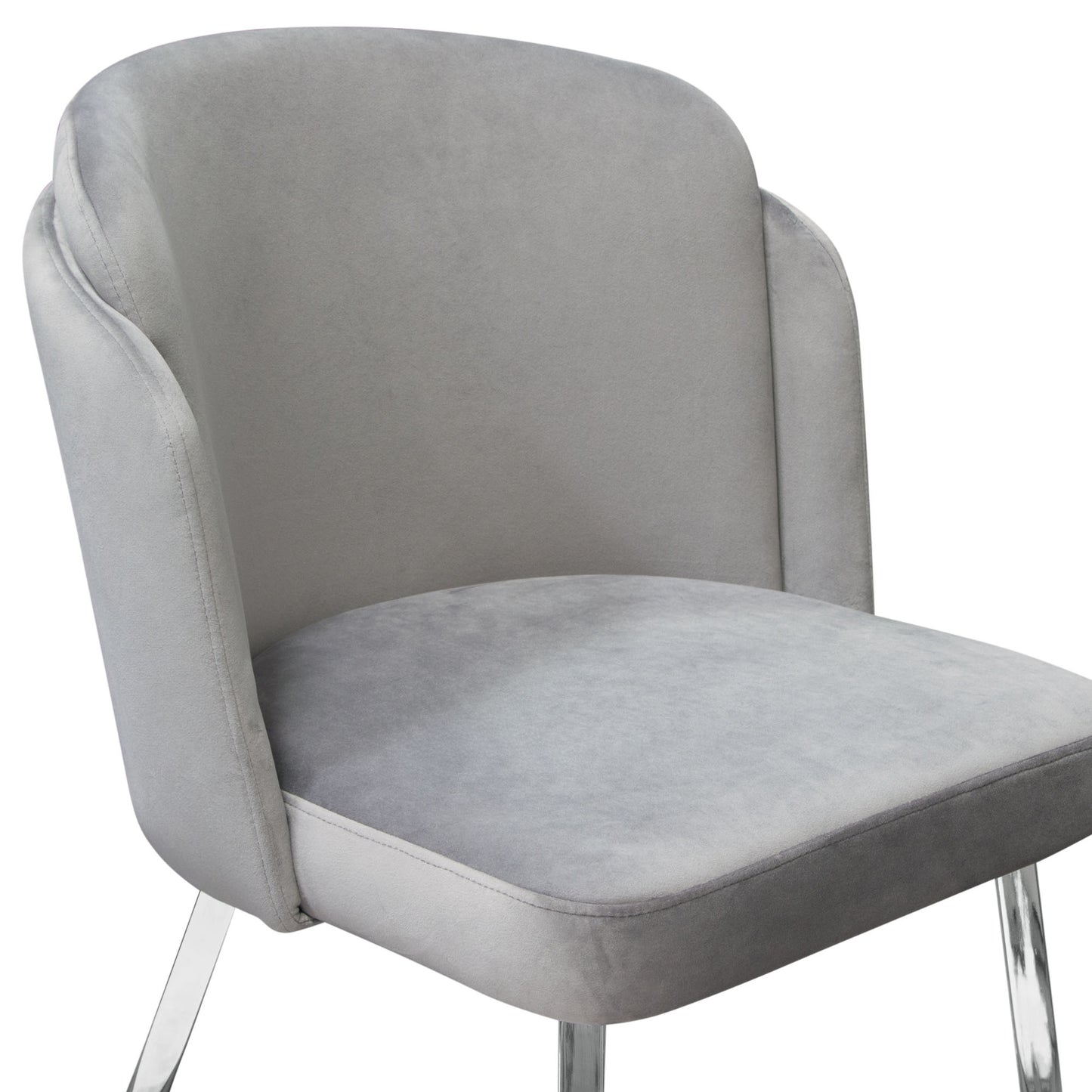 Grace Set of (2) Dining Chairs in Grey Velvet w/ Chrome Legs by Diamond Sofa GRACEDCGR2PK