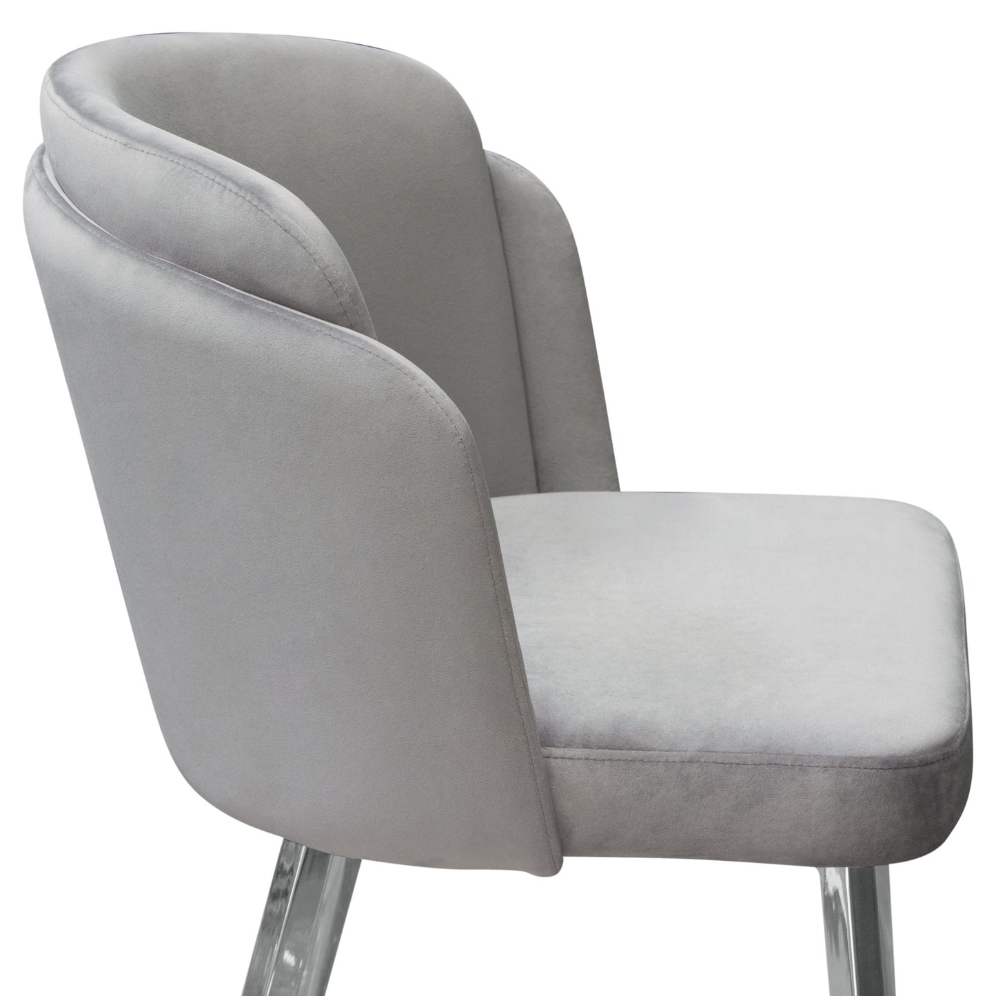 Grace Set of (2) Dining Chairs in Grey Velvet w/ Chrome Legs by Diamond Sofa GRACEDCGR2PK