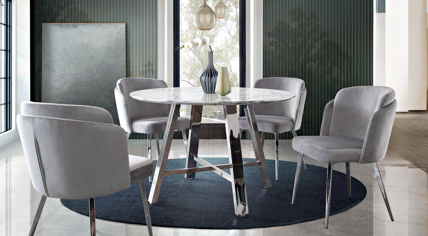 Grace Set of (2) Dining Chairs in Grey Velvet w/ Chrome Legs by Diamond Sofa GRACEDCGR2PK