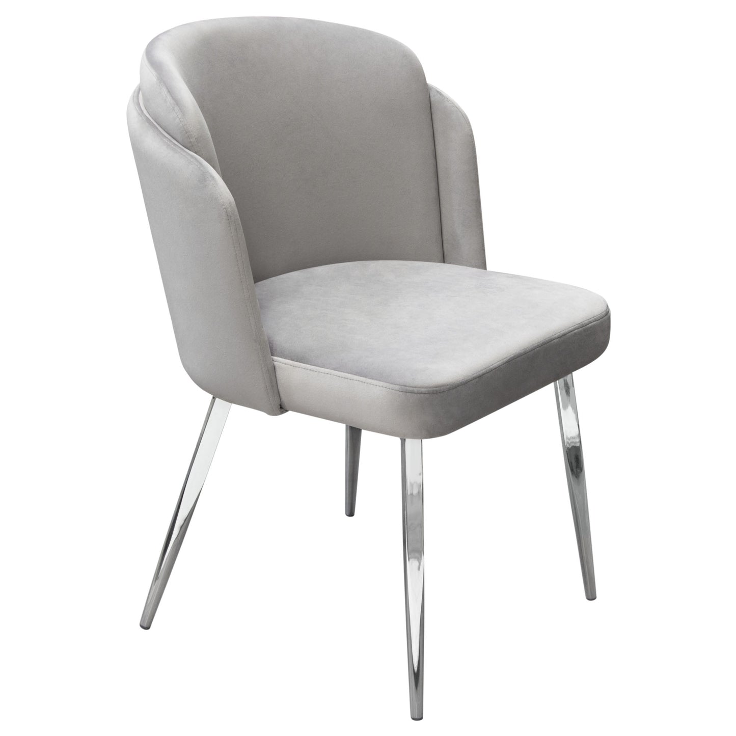 Grace Set of (2) Dining Chairs in Grey Velvet w/ Chrome Legs by Diamond Sofa GRACEDCGR2PK