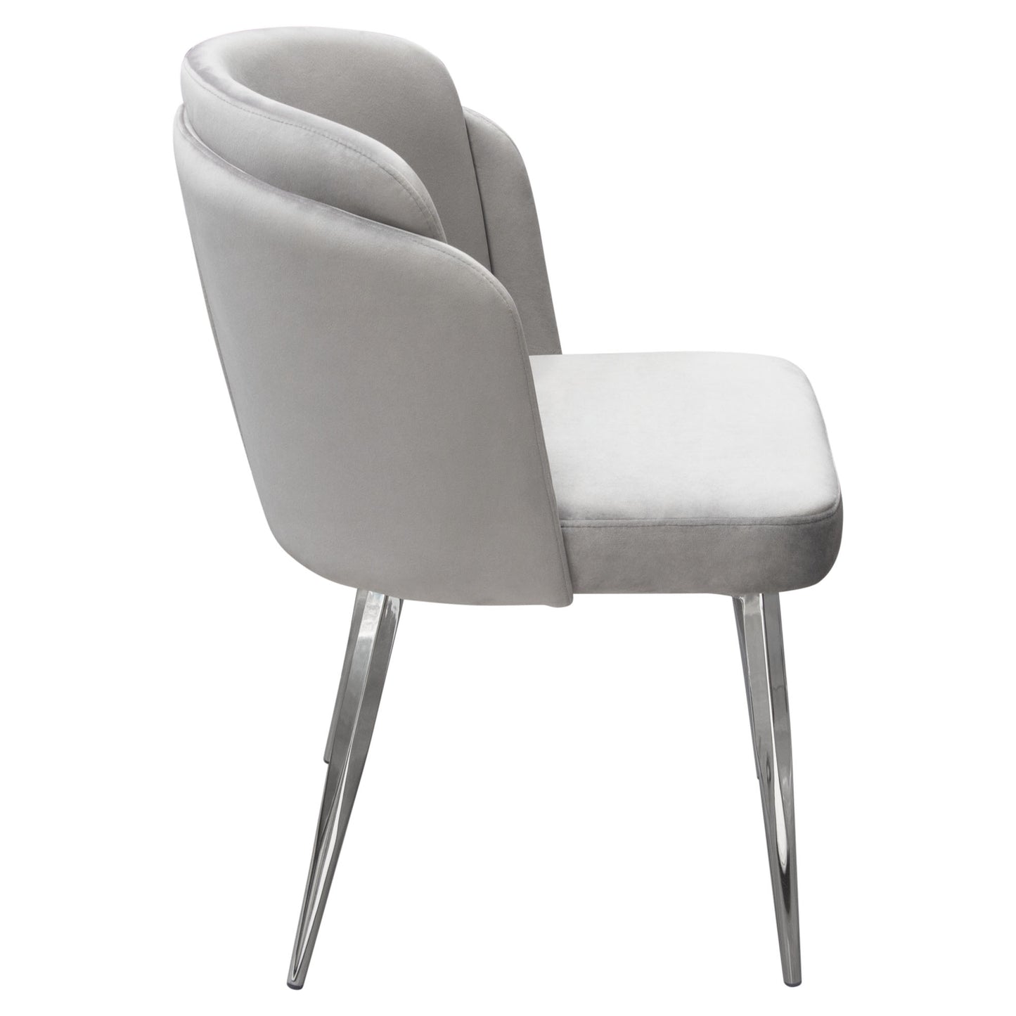 Grace Set of (2) Dining Chairs in Grey Velvet w/ Chrome Legs by Diamond Sofa GRACEDCGR2PK