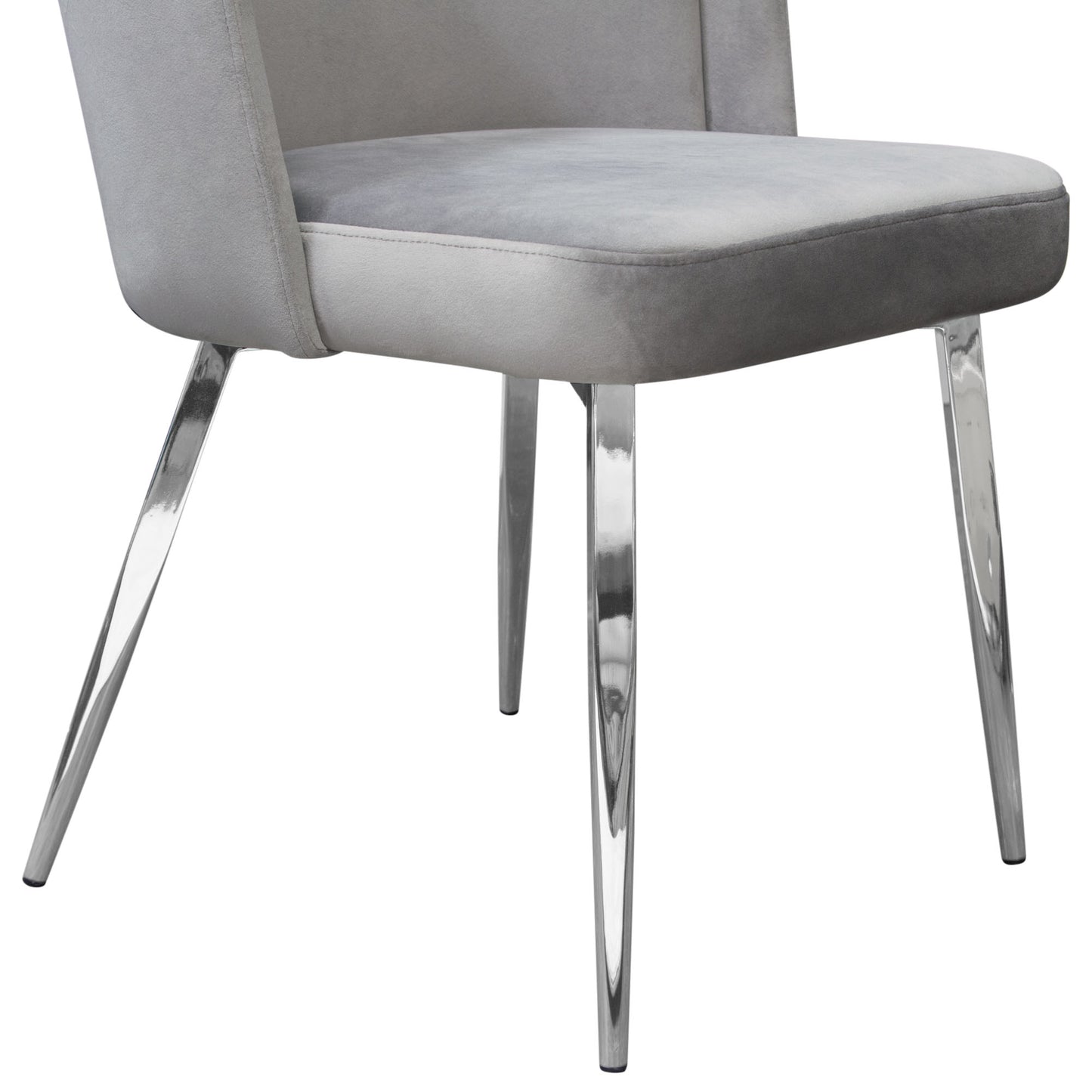 Grace Set of (2) Dining Chairs in Grey Velvet w/ Chrome Legs by Diamond Sofa GRACEDCGR2PK