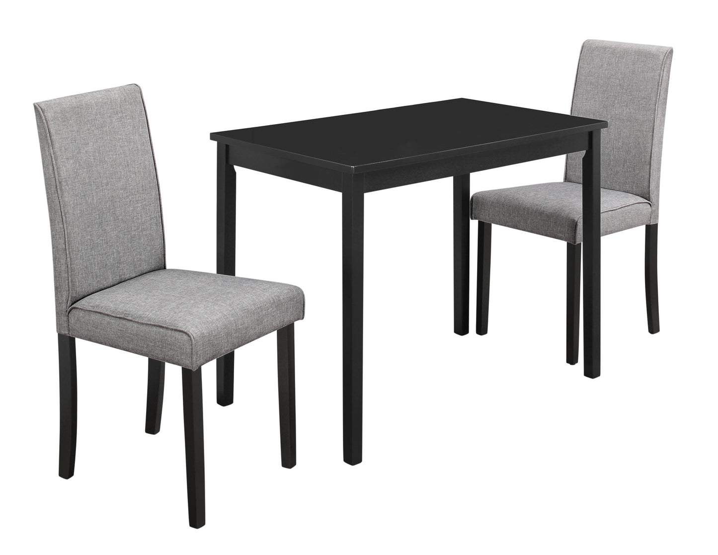 Monarch Specialty Dining Table Set, 3pcs Set, Black, Grey, Contemporary, Modern I 1016