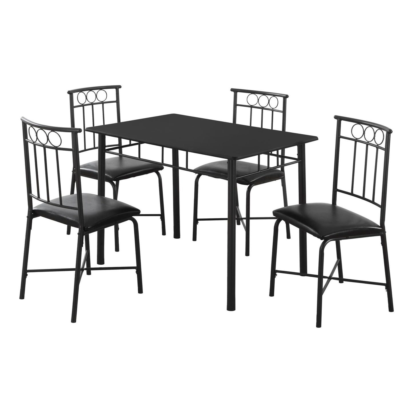 Monarch Specialty Dining Table Set, 5pcs Set, Black, Contemporary, Modern I 1018